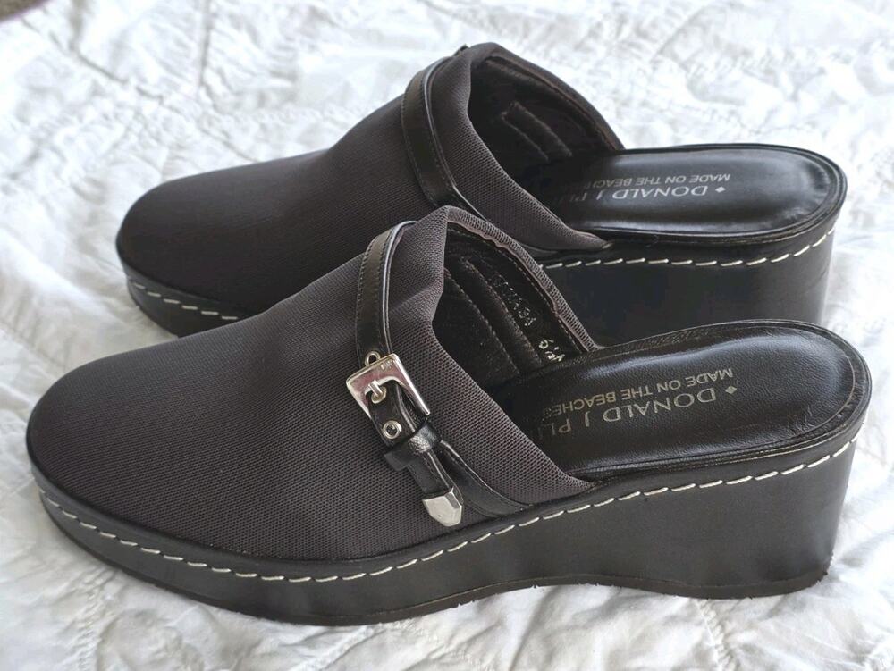 Donald J Pliner Rana S4 Women's Size 6.5M Black Platform Wedge Mule Slide